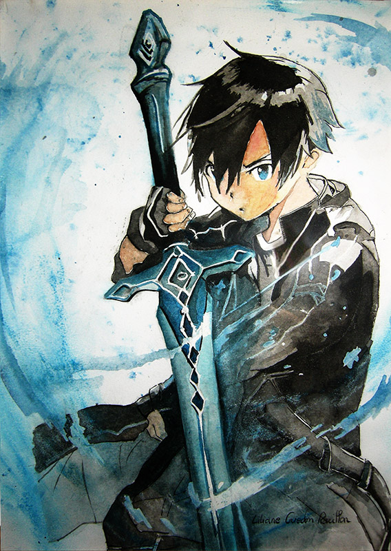 dessin Kirito sword art online encre